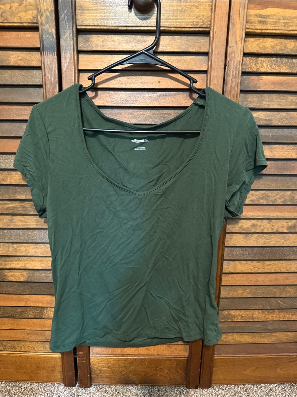 wild fable Dark Green V-Neck Short Sleeve Tee